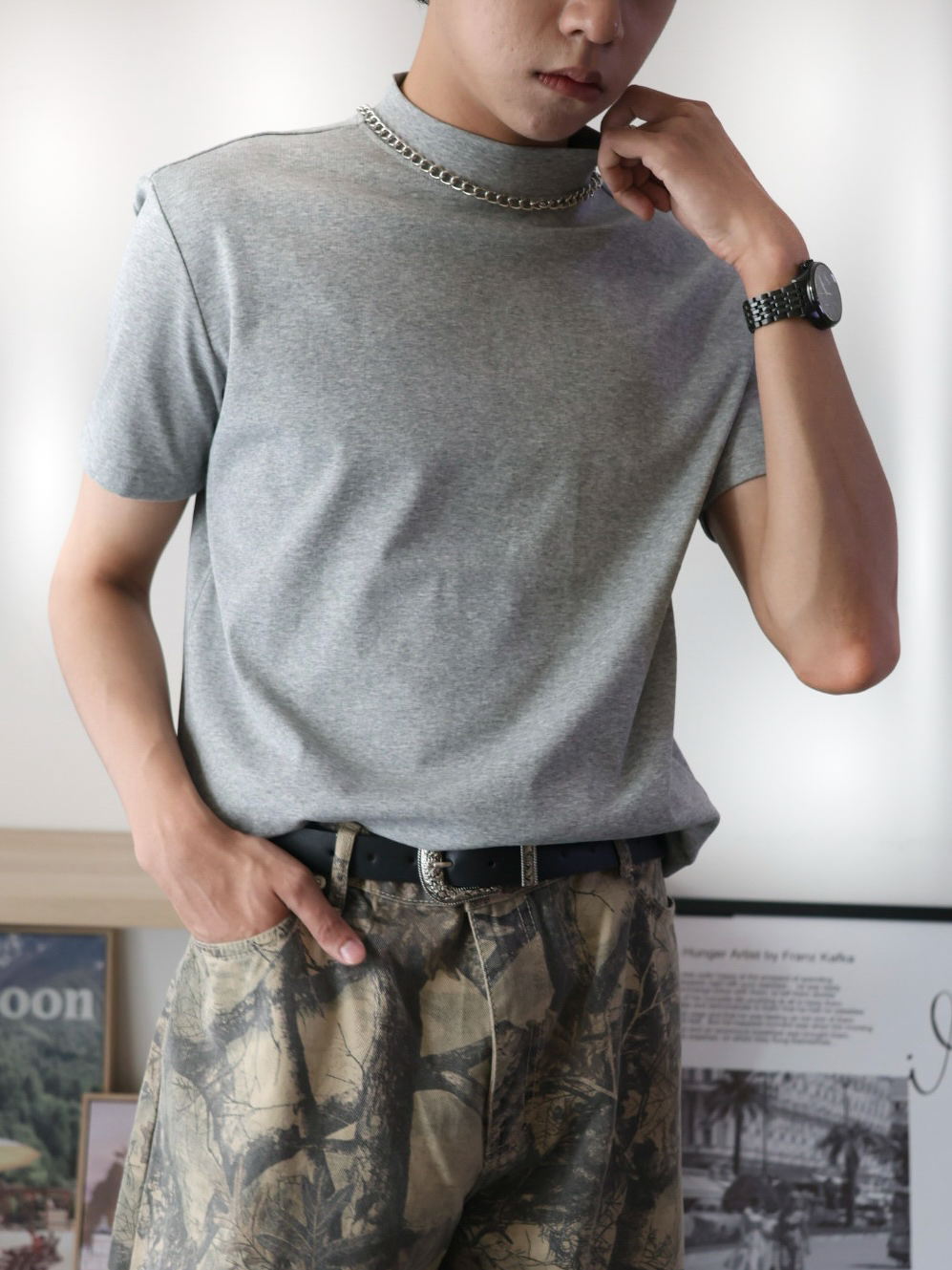 （現貨）售完不補 ST013 素色 正肩 小高領 短T