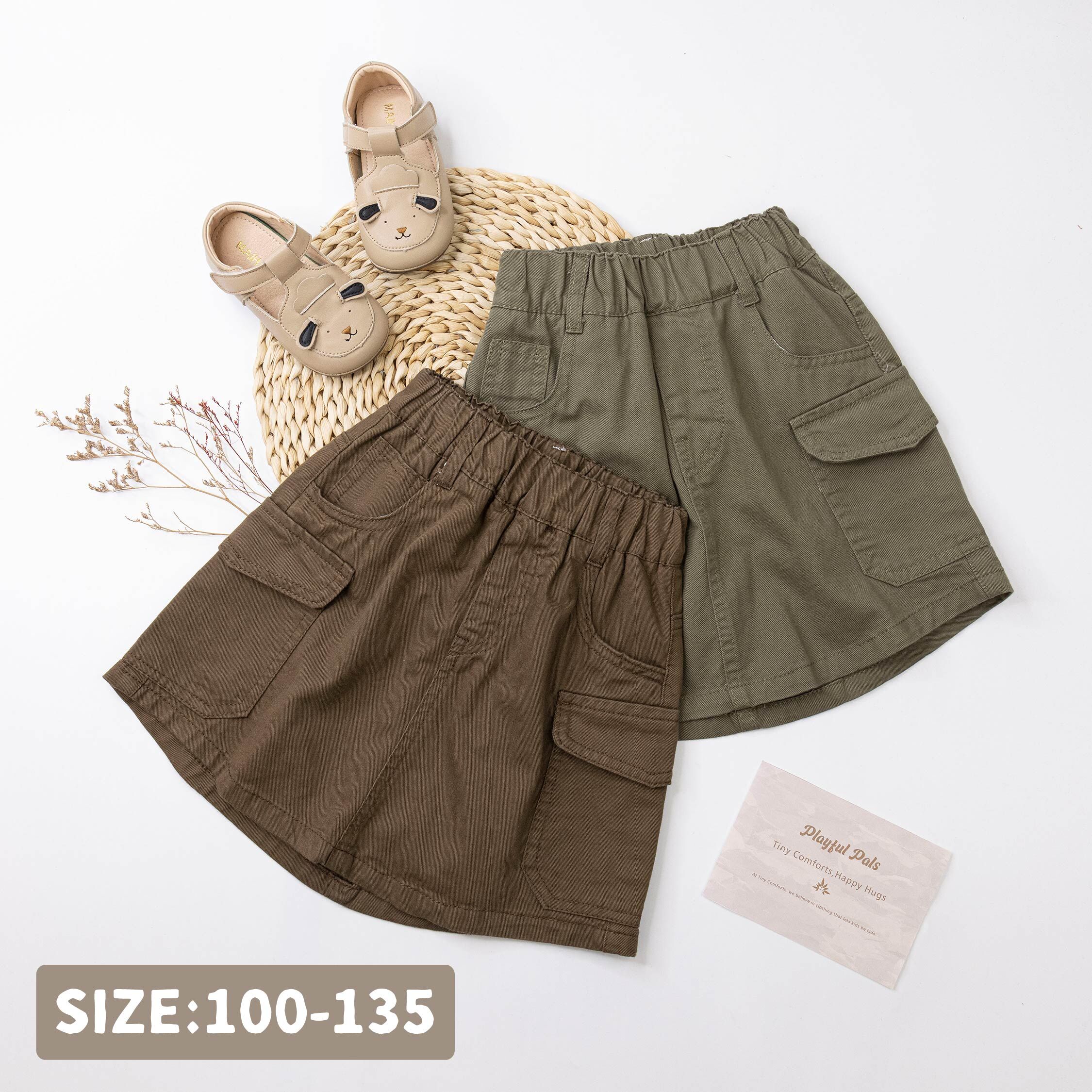 【H50902】藝術焙茶色調質感工裝褲裙＊二色