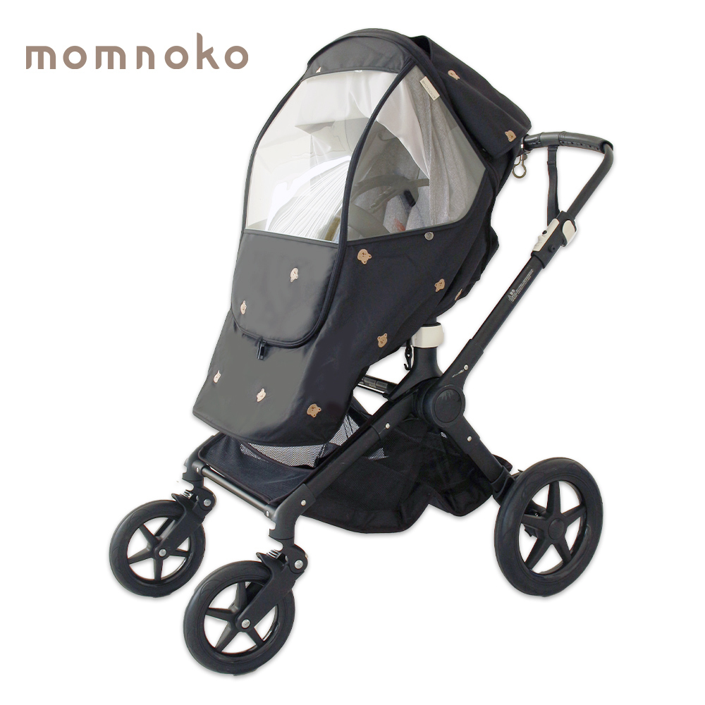 【 Momnoko 】防風防蚊二合一推車罩 - 黑色矮袋鼠