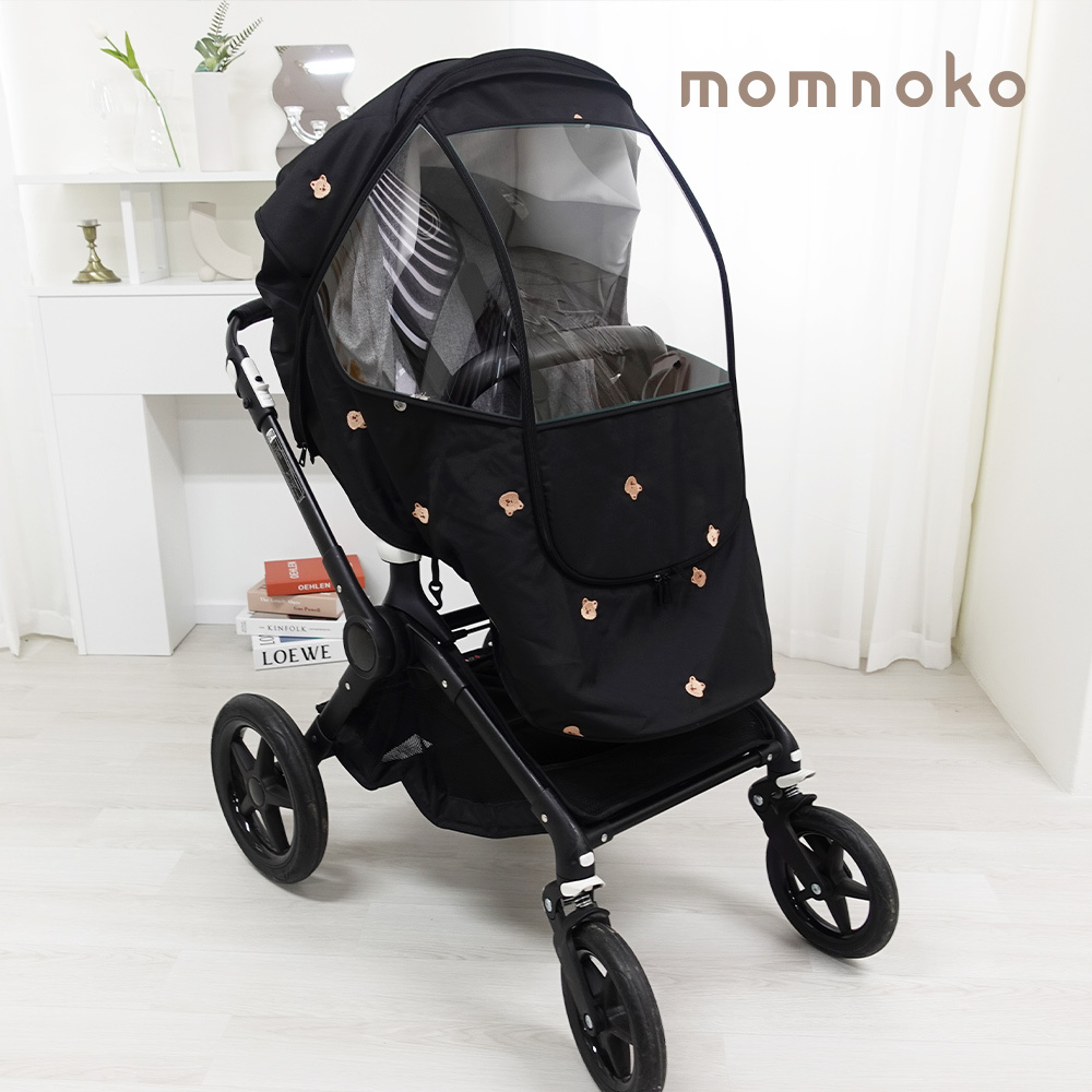 【 Momnoko 】防風防蚊二合一推車罩 - 黑色矮袋鼠