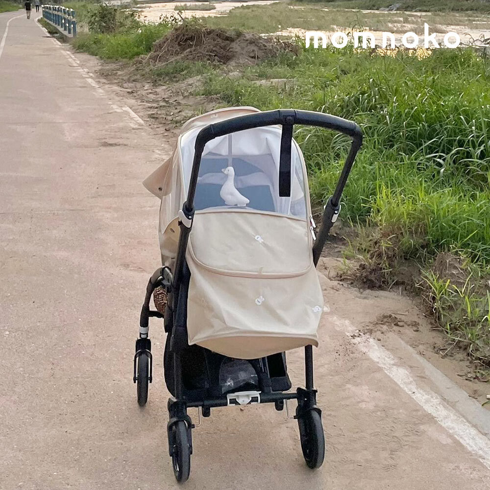 【 Momnoko 】防風防蚊二合一推車罩 - 米色白兔