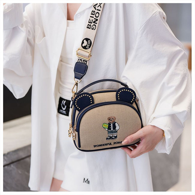 可愛立體耳朵造型小熊包-現貨