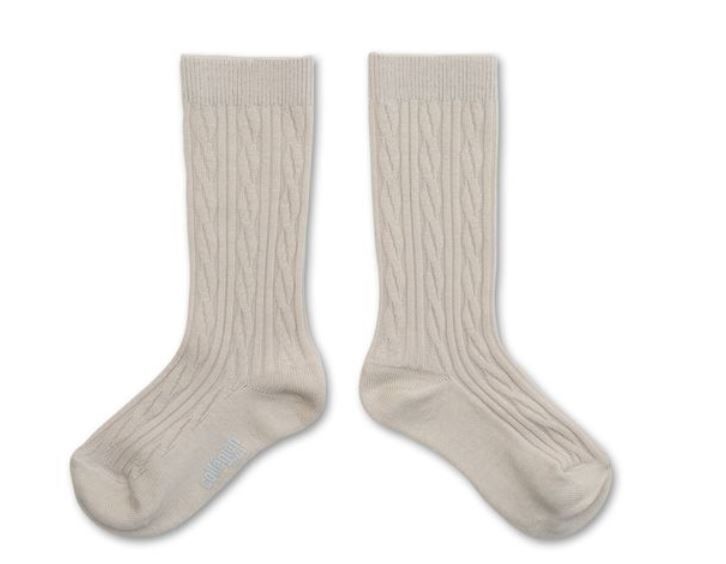COLLEGIEN 針織麻花羊毛襪 Alix-Doux Agneaux米白