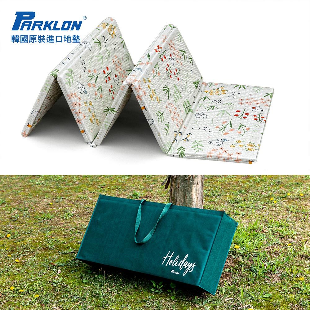 【PARKLON】韓國帕龍攜帶式折疊地墊系列 - XL加大款 小熊花園 (附提袋)