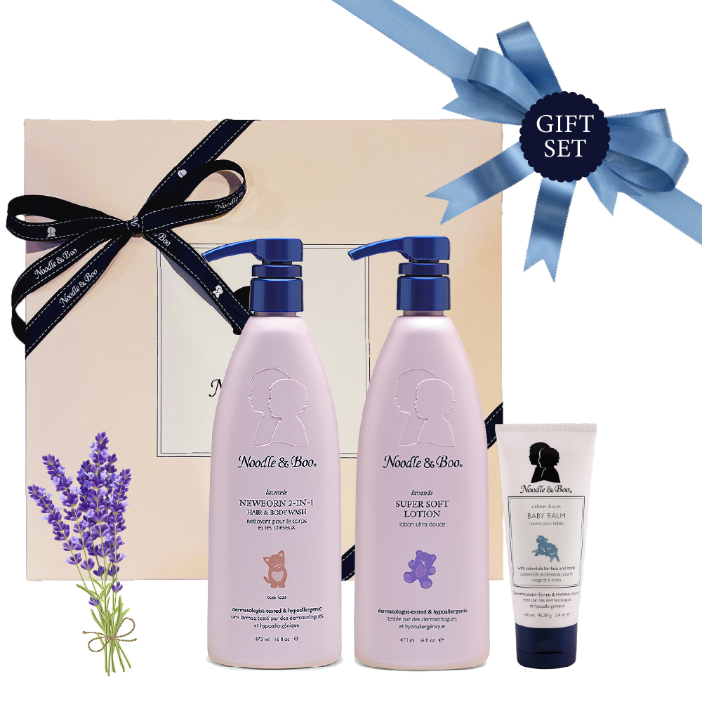 Noodle & Boo 頂級大瓶裝禮盒組 - 新生兒護膚組 (經典原味/薰衣草/無香)