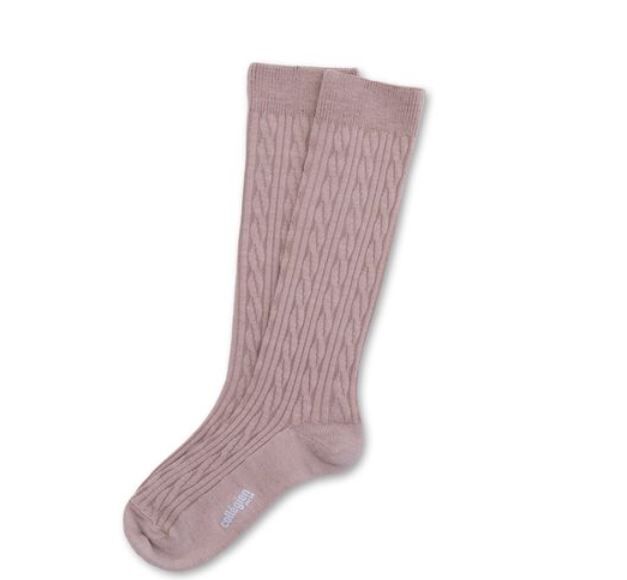 COLLEGIEN 針織麻花羊毛襪 Alix-Vieux Rose復古粉