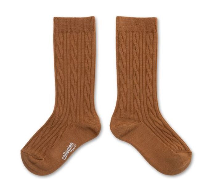 COLLEGIEN 針織麻花羊毛襪 Alix-Caramel au Beurre Salé焦糖