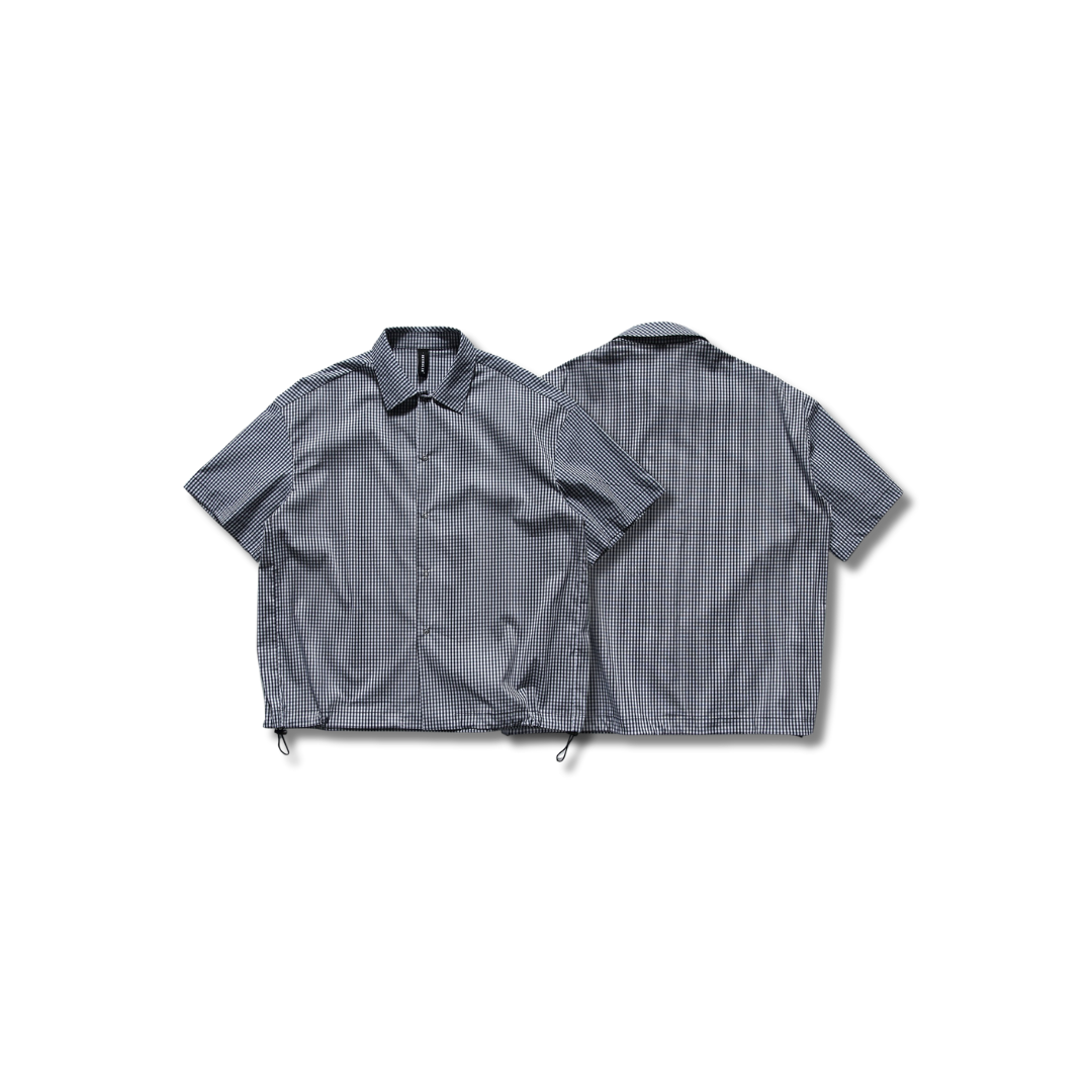 D.CLOSET 寬鬆抽繩 格紋襯衫 ST06