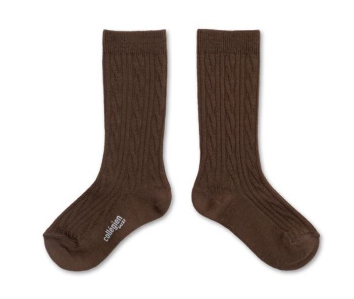 COLLEGIEN 針織麻花羊毛襪 Alix-Chocolat au Lait巧克力