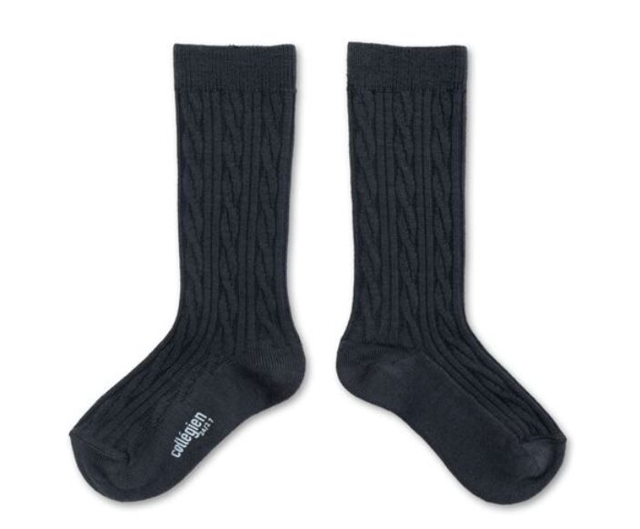 COLLEGIEN 針織麻花羊毛襪 Alix-Pierre de Volvic深灰