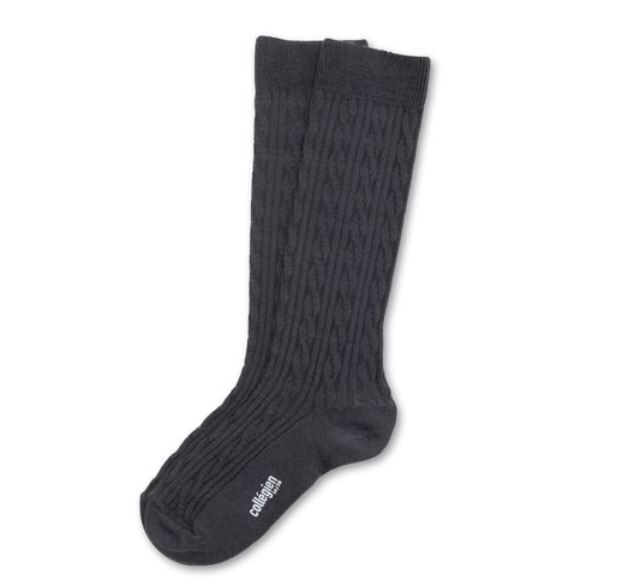 COLLEGIEN 針織麻花羊毛襪 Alix-Pierre de Volvic深灰