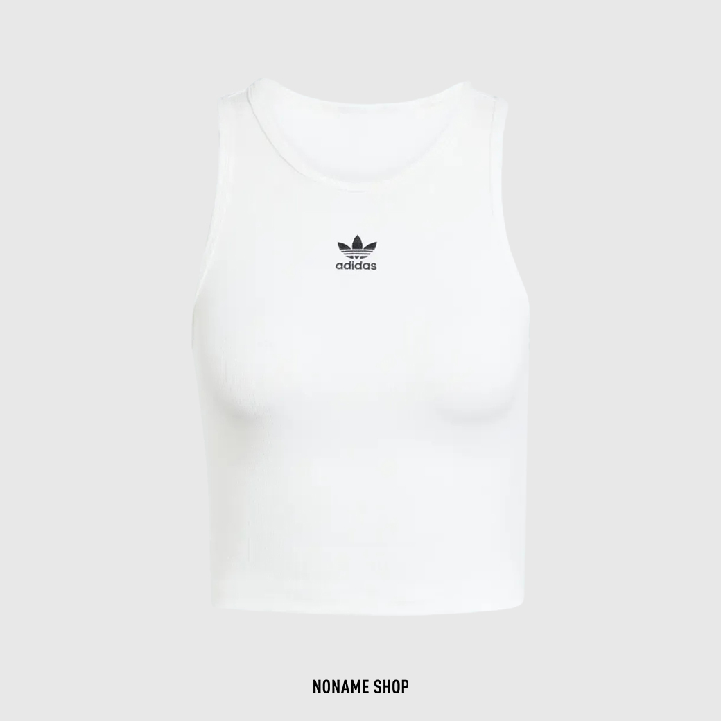 ADIDAS ESSENTIALS 三葉草 羅紋 挖背 短版 背心 白色 (女款)
