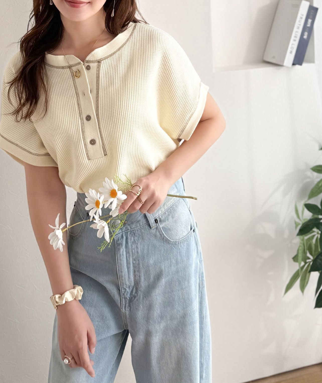 【預購】JN080705 Java 縫線華夫格短袖上衣