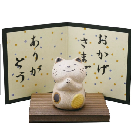 日本萬古燒陶瓷民芸置物(貓仔) (日本製)