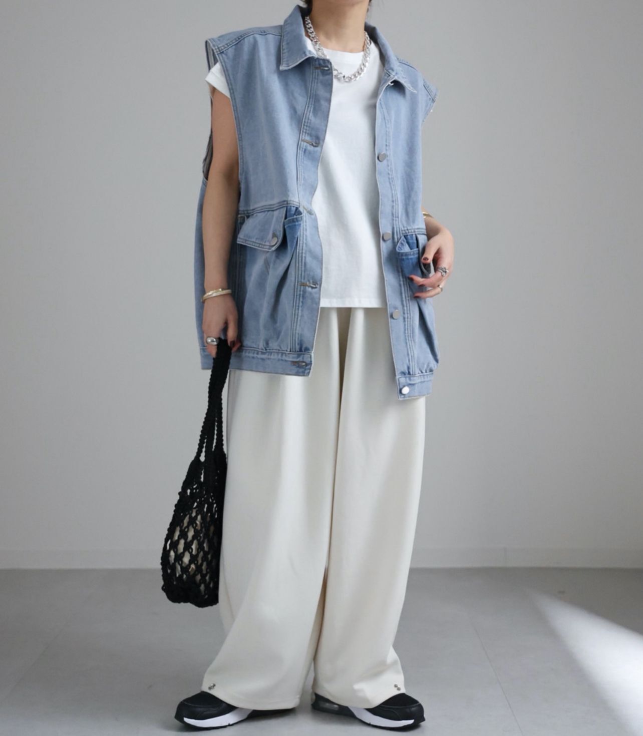 【預購】JN080707 ap retro 男女同款牛仔背心外套(FREE SIZE)