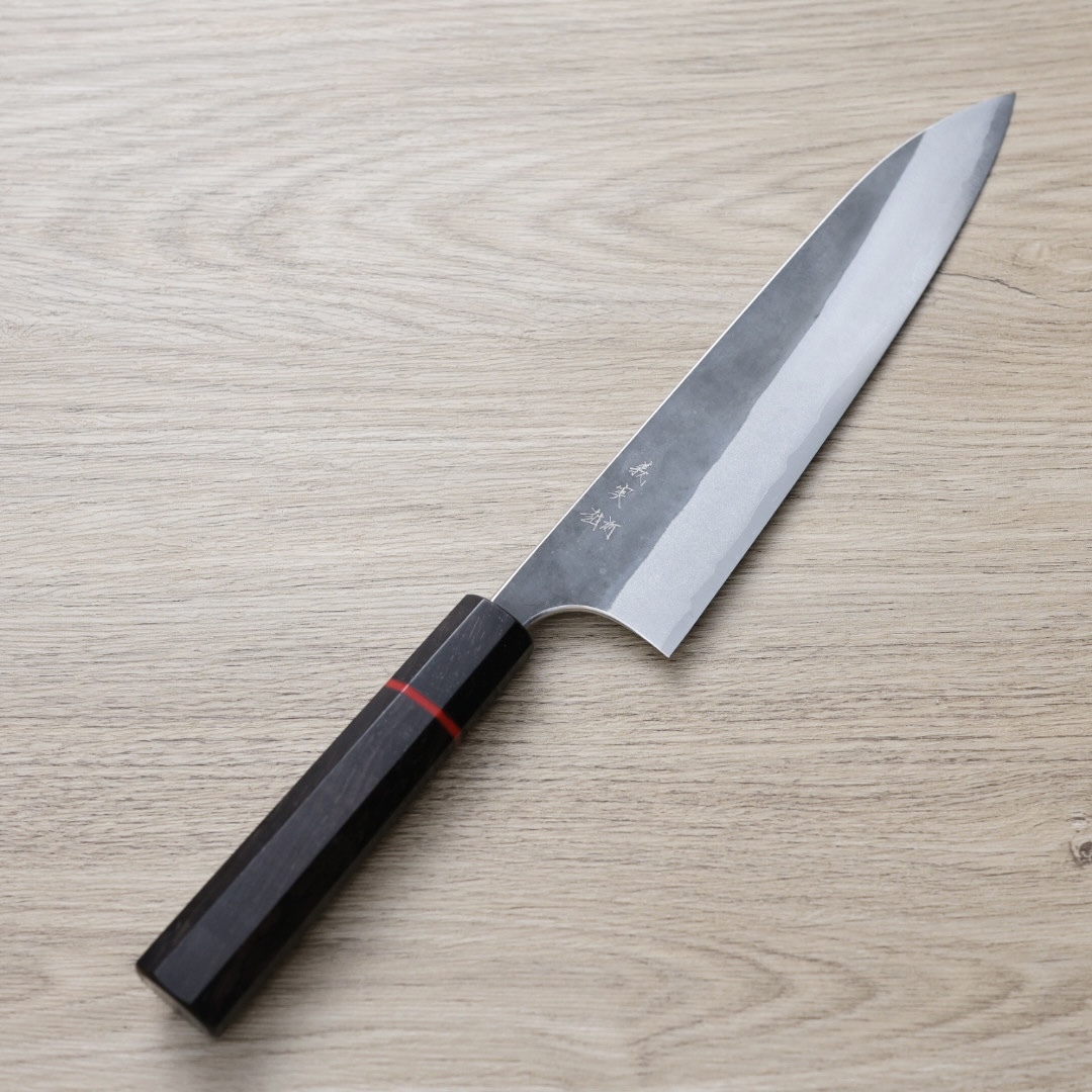 加藤義実 牛刀 210mm 青紙超級鋼 黑打梨地