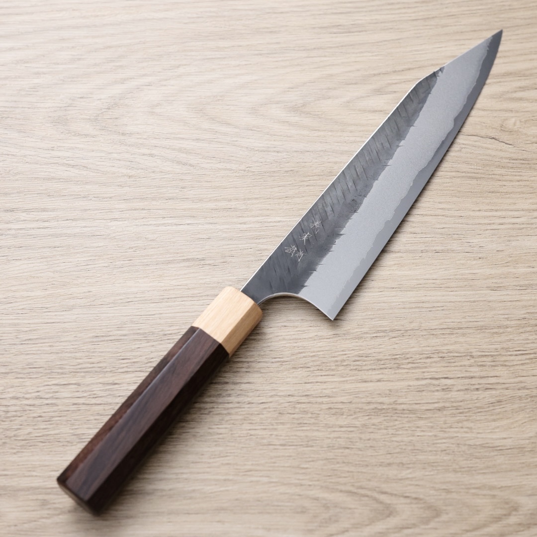 加藤義實 V鎚目 切付牛刀 210mm 青紙超級鋼 黑打