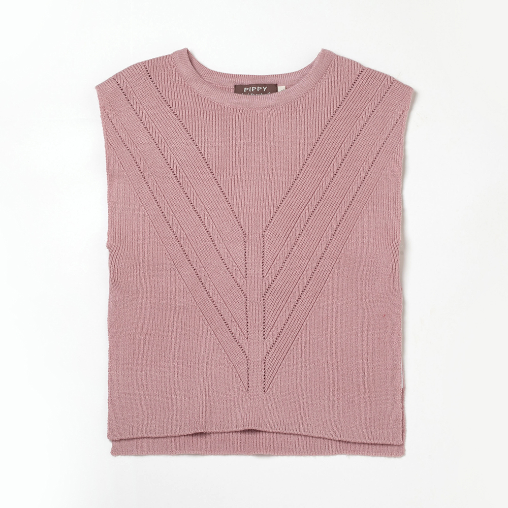 PIPPY優雅鉤織圓領無袖背心 粉