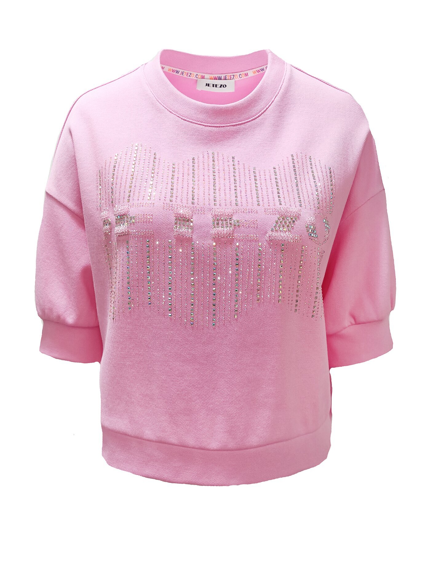 BD10127A1 鑽鑽條logo小泡袖短版運動衛衣