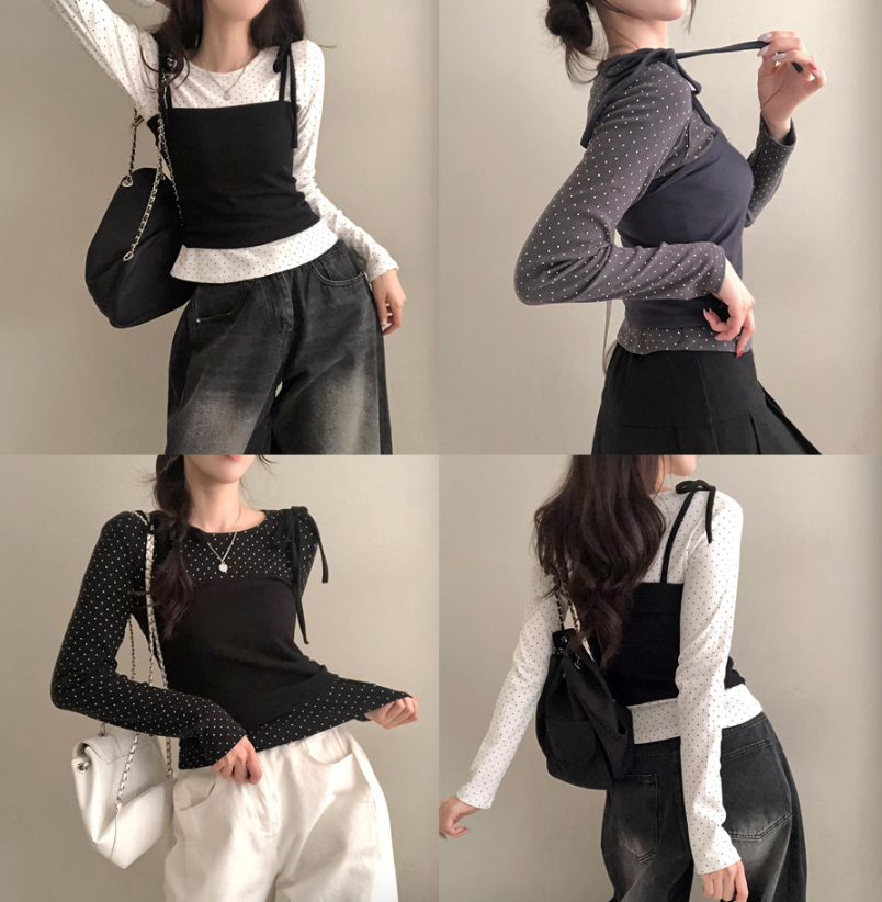 早秋預訂｜Dot Ribbon Bustier兩件長袖套裝