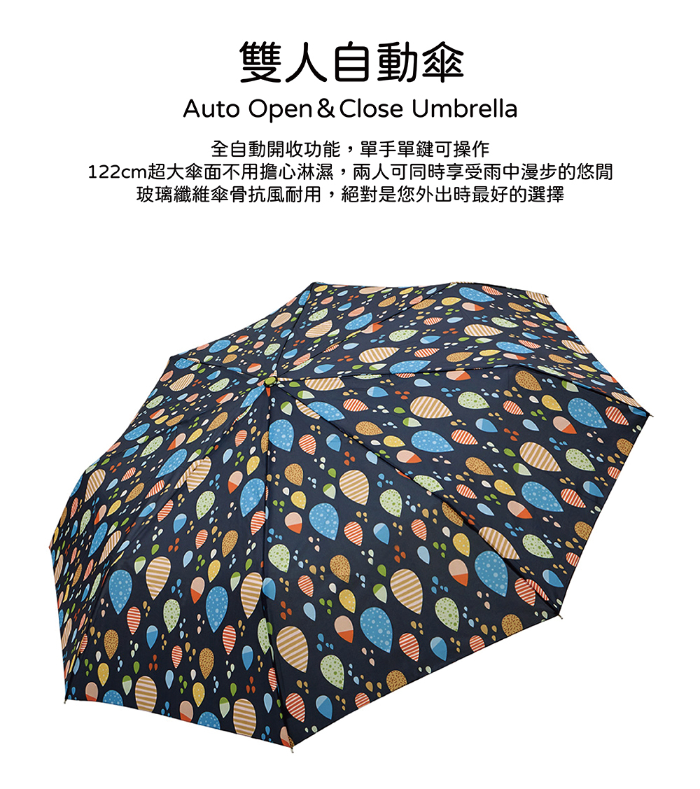 RAINSTORY繽紛雨點抗UV雙人自動傘