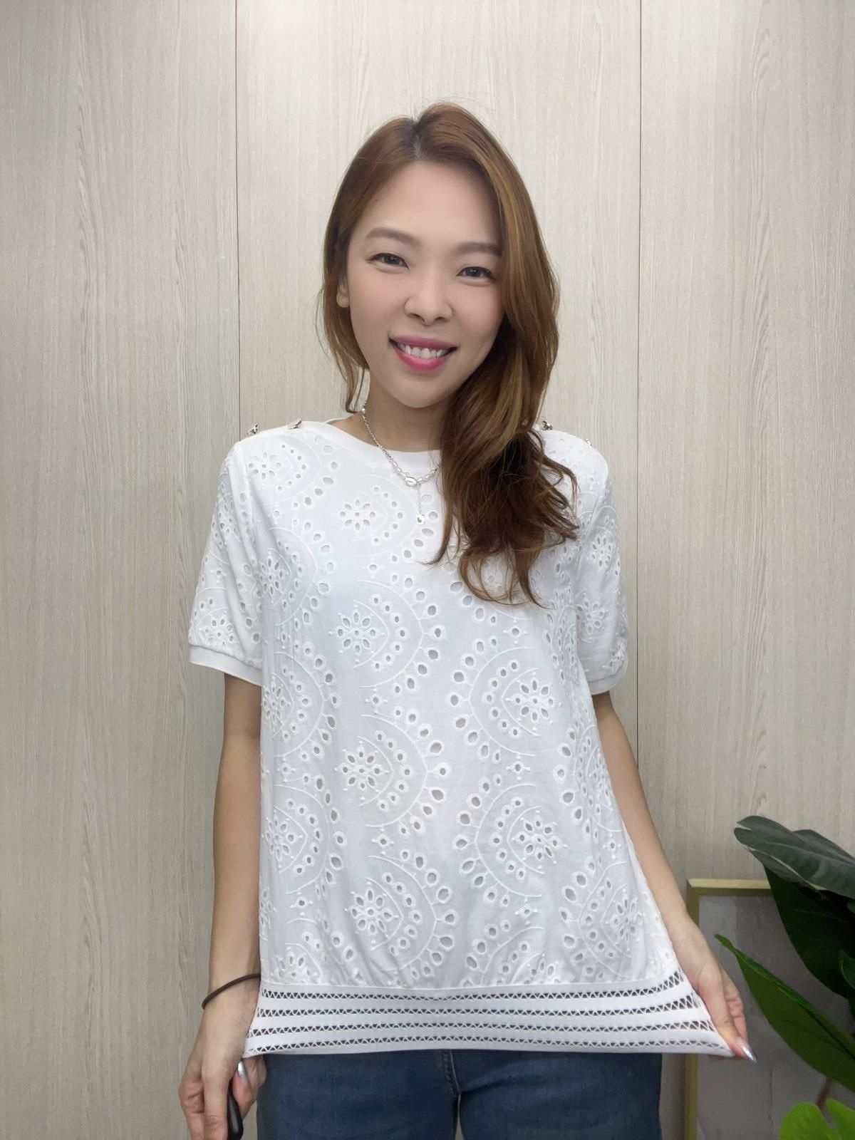 韓國高質通花拼布Comme top ~101A