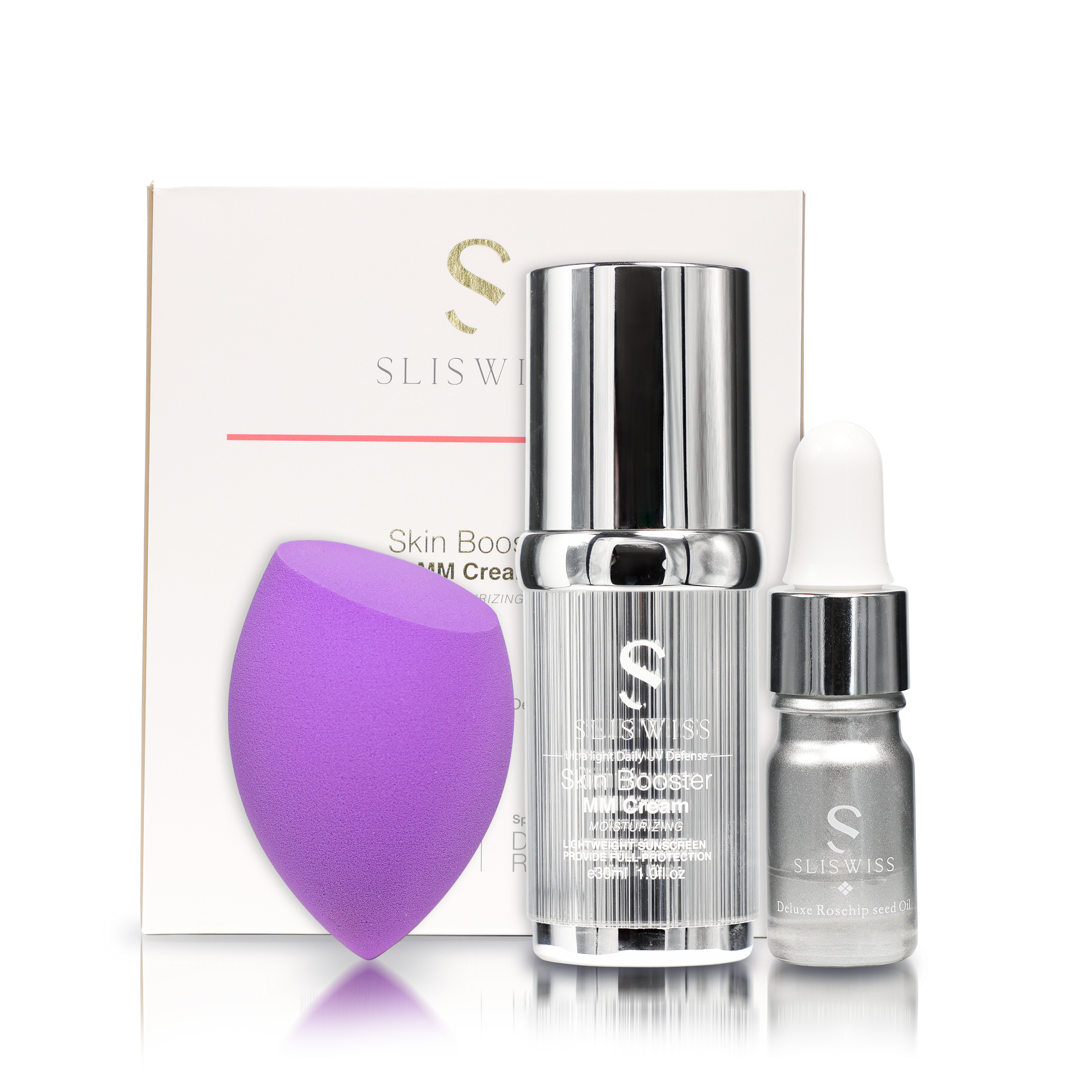 SLISWISS 素顏防曬 MM美圖霜 30ML( 送玫瑰精華油+ 美妝蛋 )