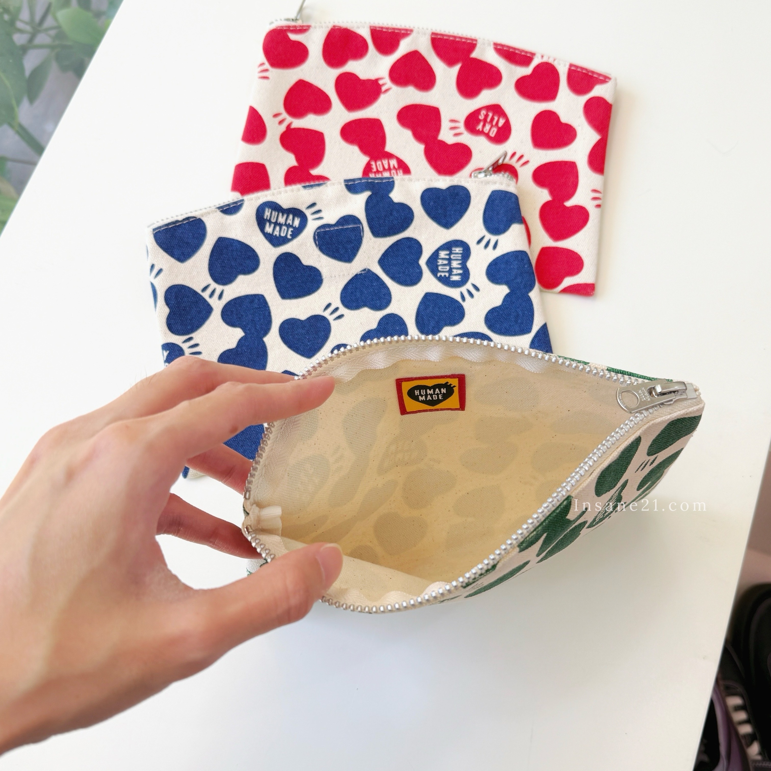 HUMAN MADE BANK POUCH 滿版愛心 收納包 化妝包 腋下包 拉鍊 三色