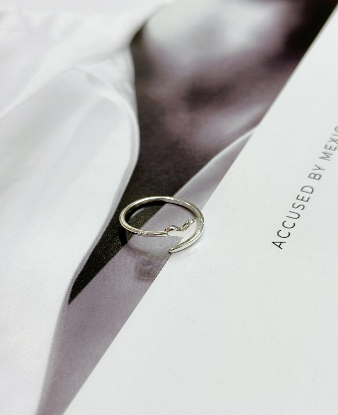 愛心線條純銀戒指