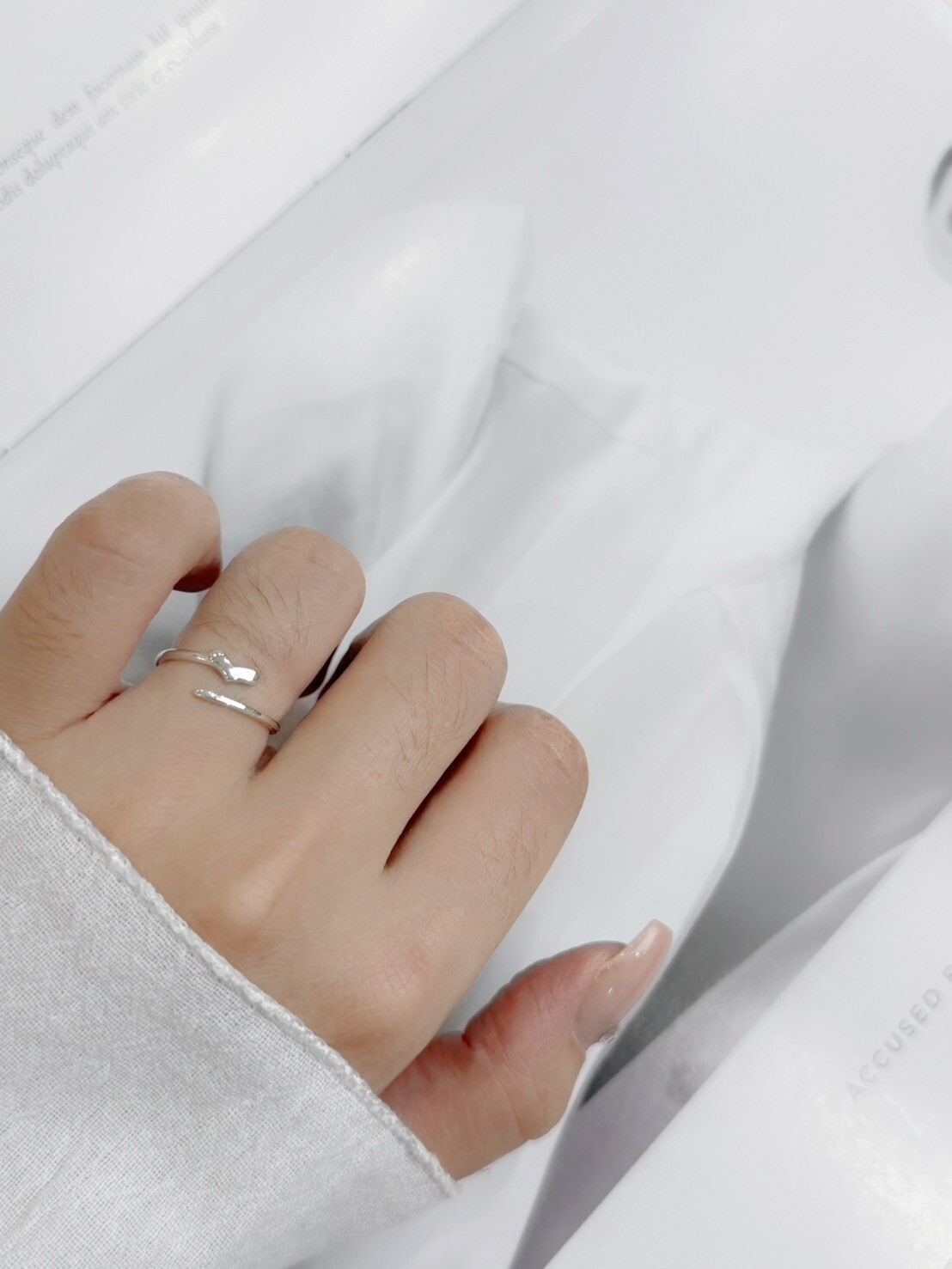 愛心線條純銀戒指