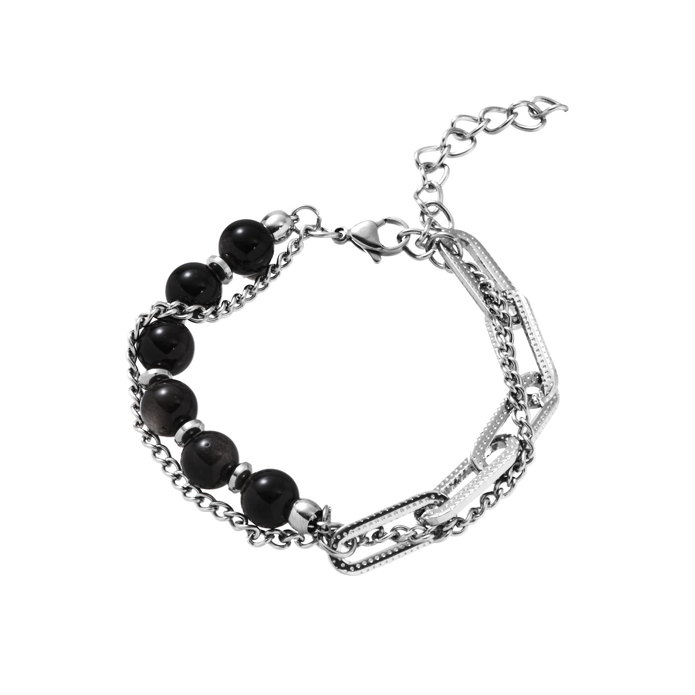 平價飾品,鋼飾,灰曜石,串珠,手鍊