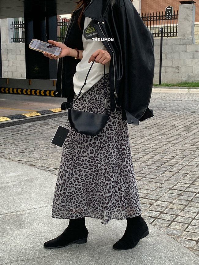 飄逸豹紋雪紡長裙-少量現貨