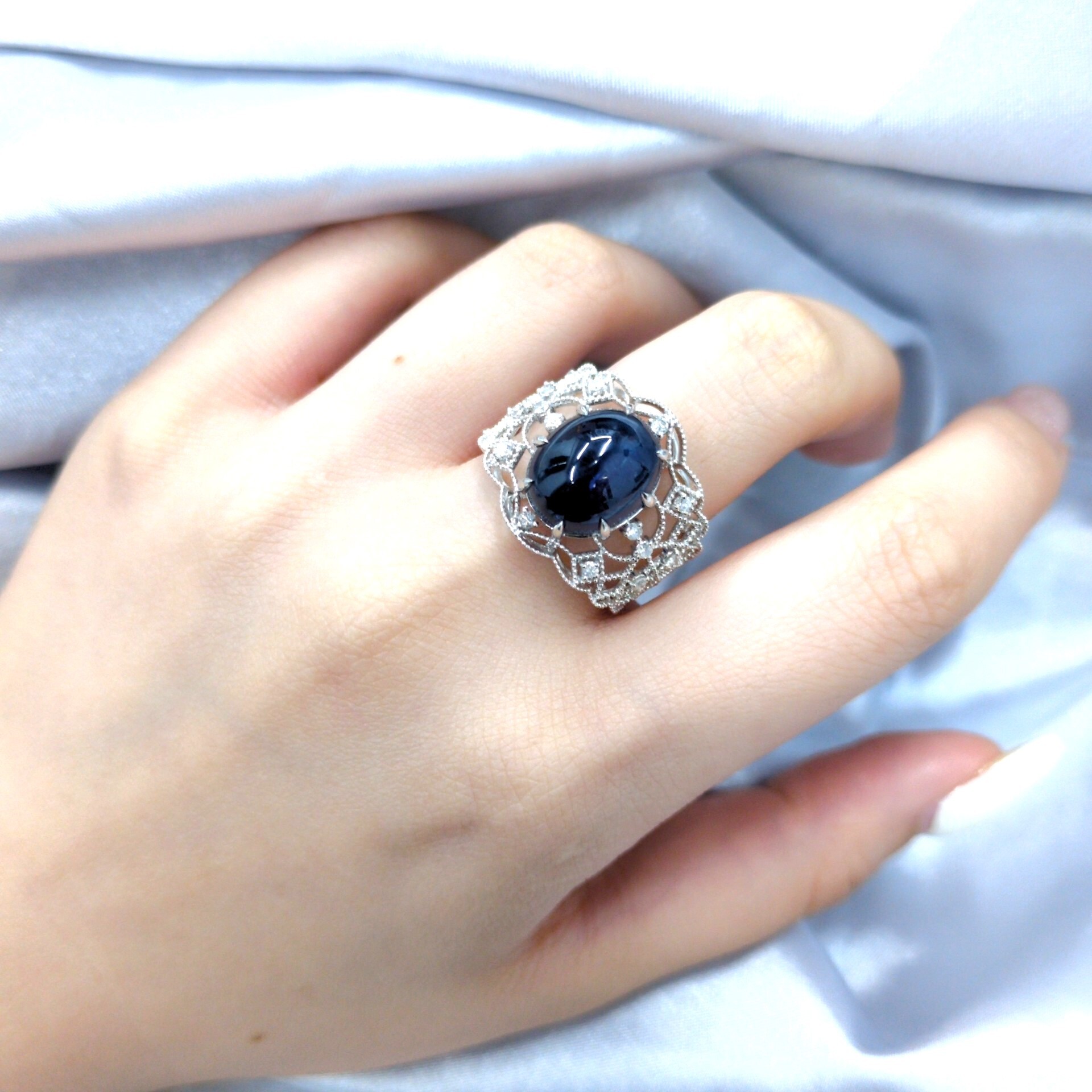 18K White Gold 9.22ct Sapphire and Diamond Ring