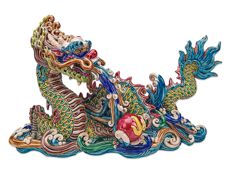 鹿港窯禮品館｜台灣經典元素交趾陶｜祥龍吐珠開運擺設・外賓首選