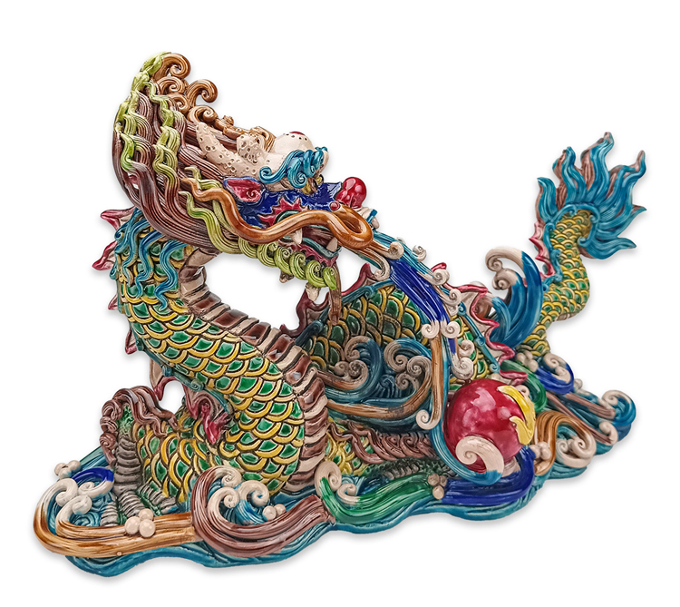 鹿港窯禮品館|台灣經典元素交趾陶|祥龍吐珠開運擺設・外賓首選