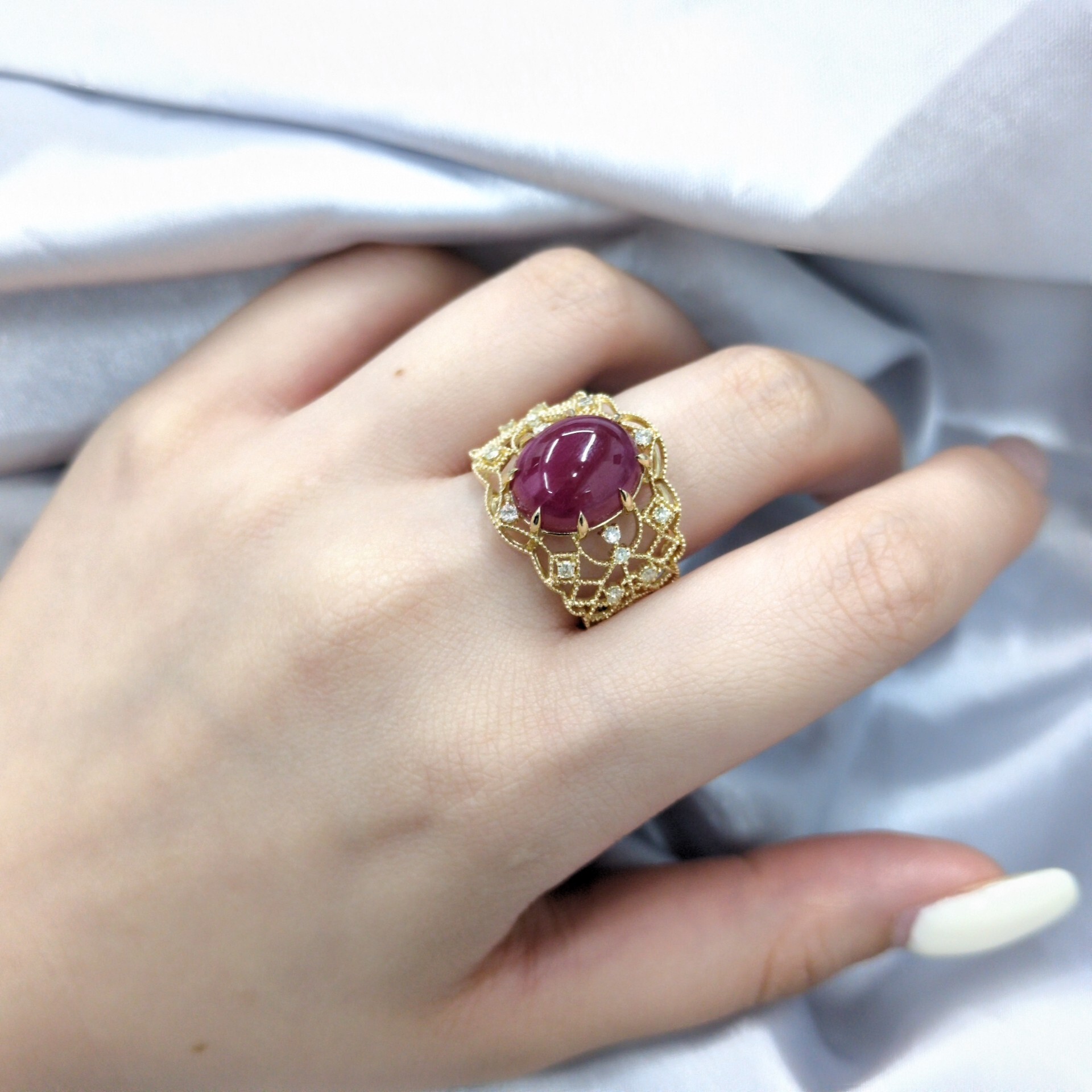 18K Yellow Gold 8.28ct Ruby and Diamond Ring