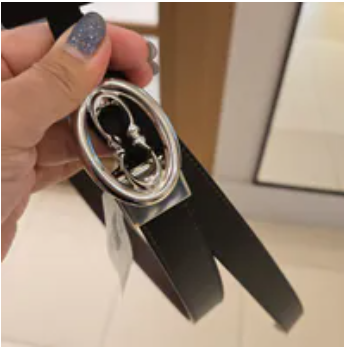 [S] COACH BLACK/SILVER CZ444 WOMEN'S 25 CTS KSS C LTHR BELT, 196395779697 (SCO1187)