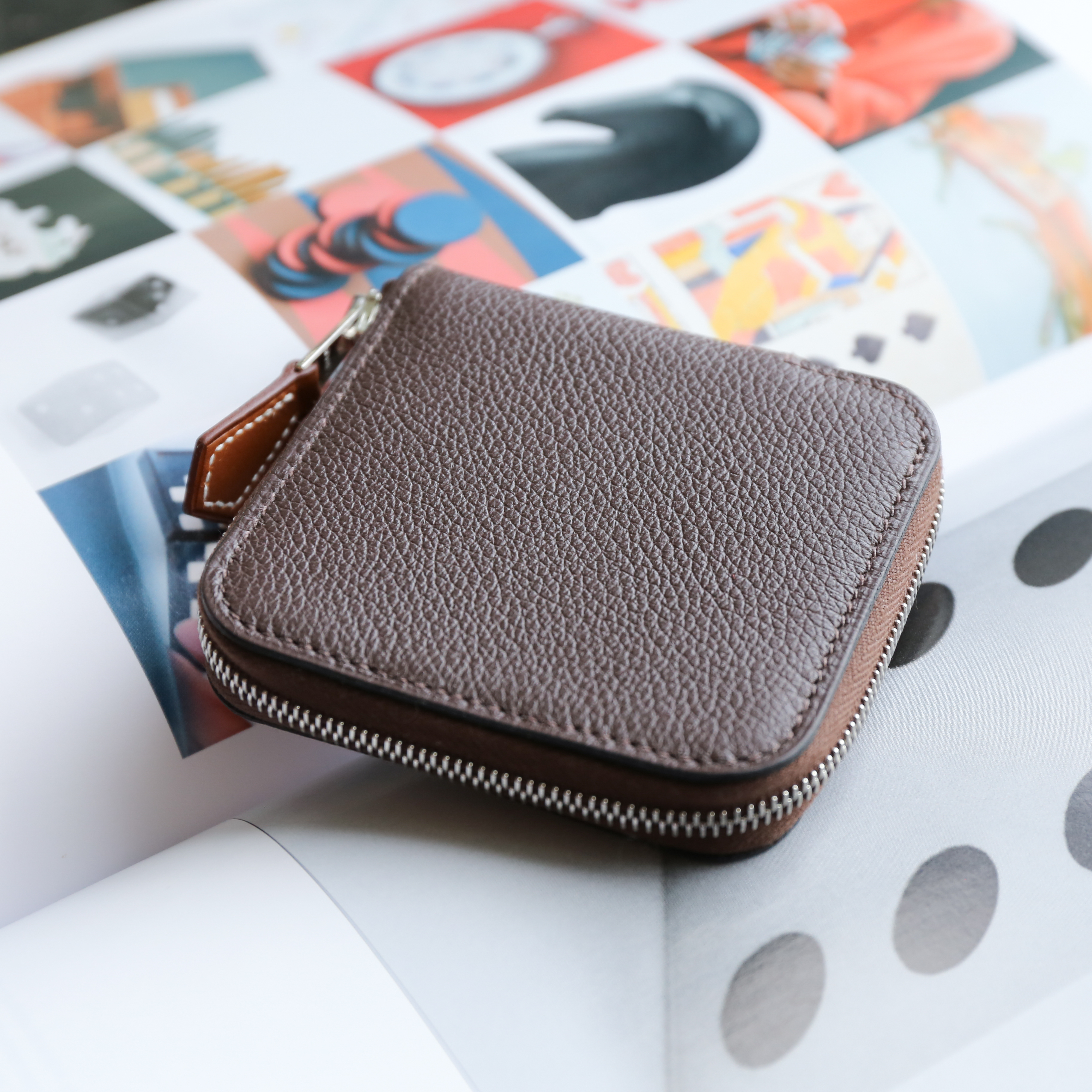 Hermes Silk'In change purse (Moka)