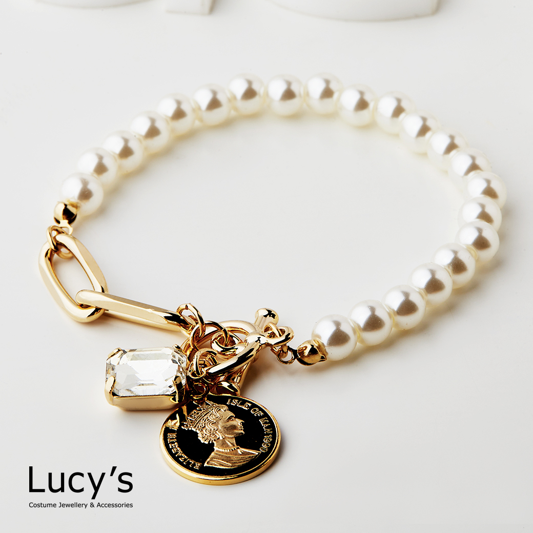 珠光金幣 T扣手鍊 (二色) (125397/125398)