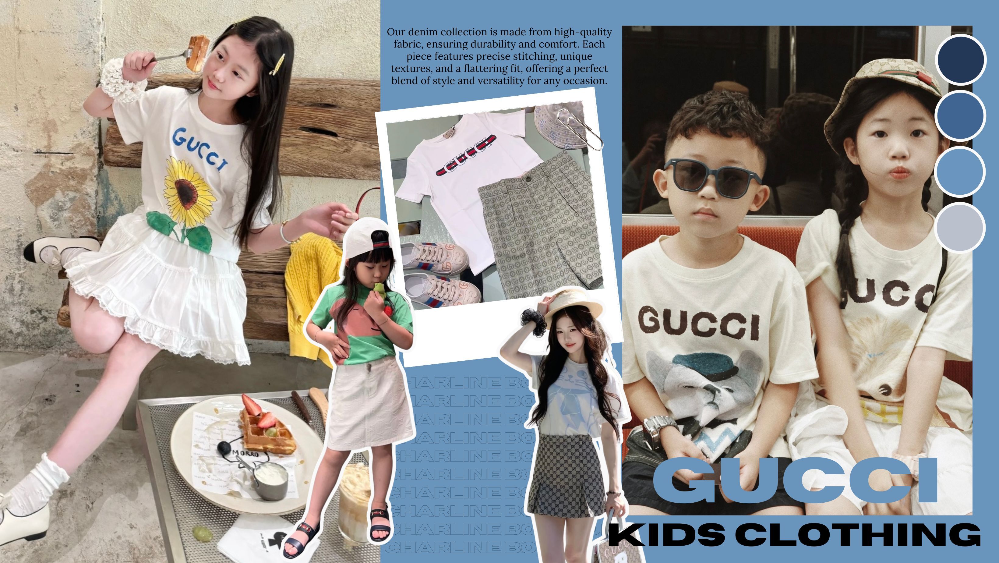 童裝不是小孩限定，是小個子女孩的時尚後花園！  Gucci Kids系列不只是縮小版精品，而是替嬌小女生開啟的一道時尚捷徑。許多款式與成人區同款設計，價差就能省下上萬元；尺寸更合身，不必再為改衣服傷腦筋。更重要的是，童裝系列常有可愛、幽默、趣味的元素，讓穿搭變得多一點活力與玩心。  小編真心建議下次再挑選Gucci時，別只停留在成人專區，勇敢走進Kids世界，您會發現精品時尚其實可以更輕鬆、更親民，同時保有專屬個性與高級質感。當您找到那件命定童裝時，穿上的不只是衣服，更是一種聰明時髦的生活態度。  想快速入手Gucci Kids精選單品，歡迎來Charline Boutique看看，我們幫您精挑細選歐洲最美的Gucci童裝與配件，讓您用更甜的價格，買到最夢幻的精品單品，輕鬆實現小個子女生的時尚願望！