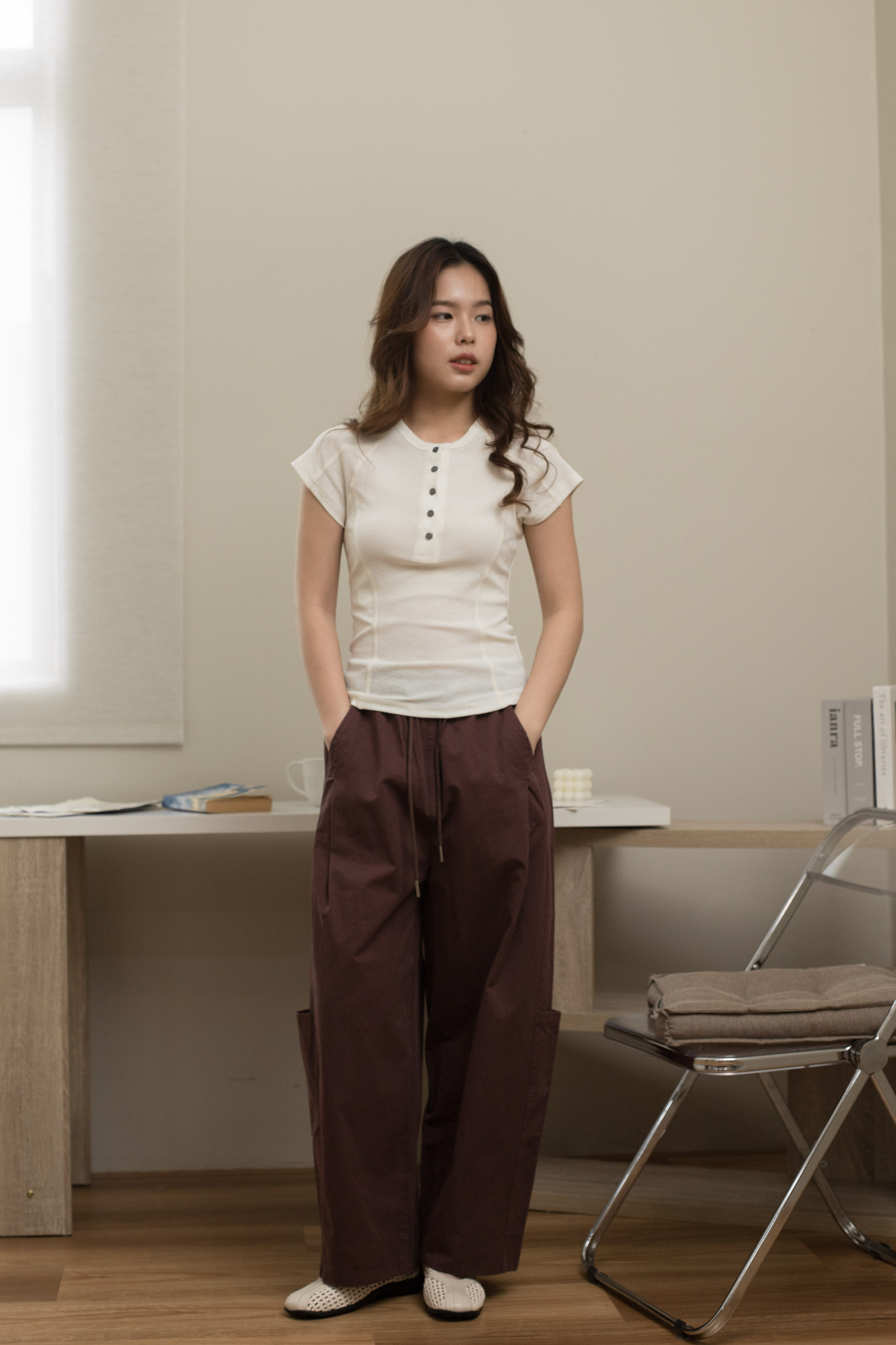 Riena Seamline Tee Beige -2438BSBEI