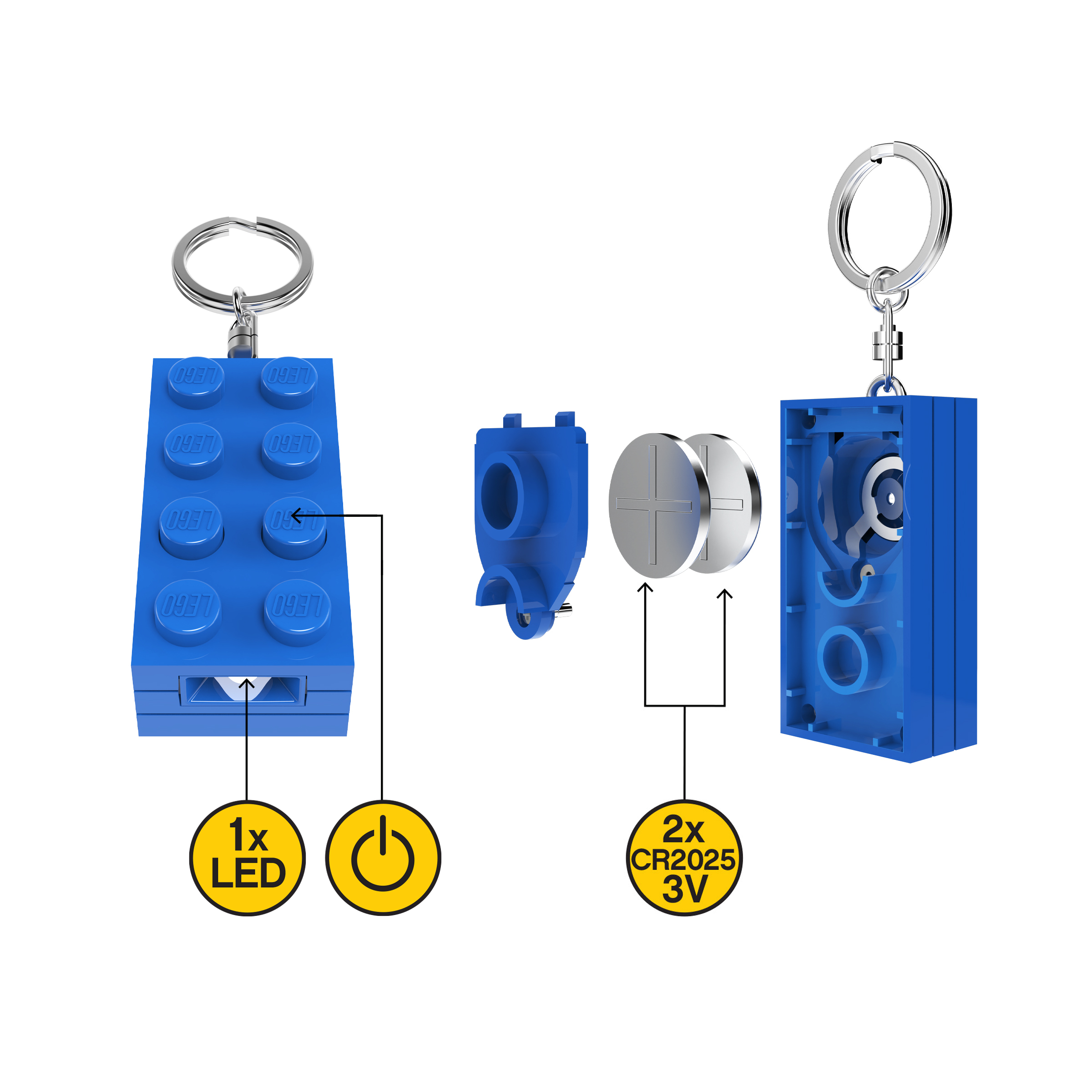 IQ HONG KONG X樂高® 2x4積木造型發光鑰匙圈 (藍色)
