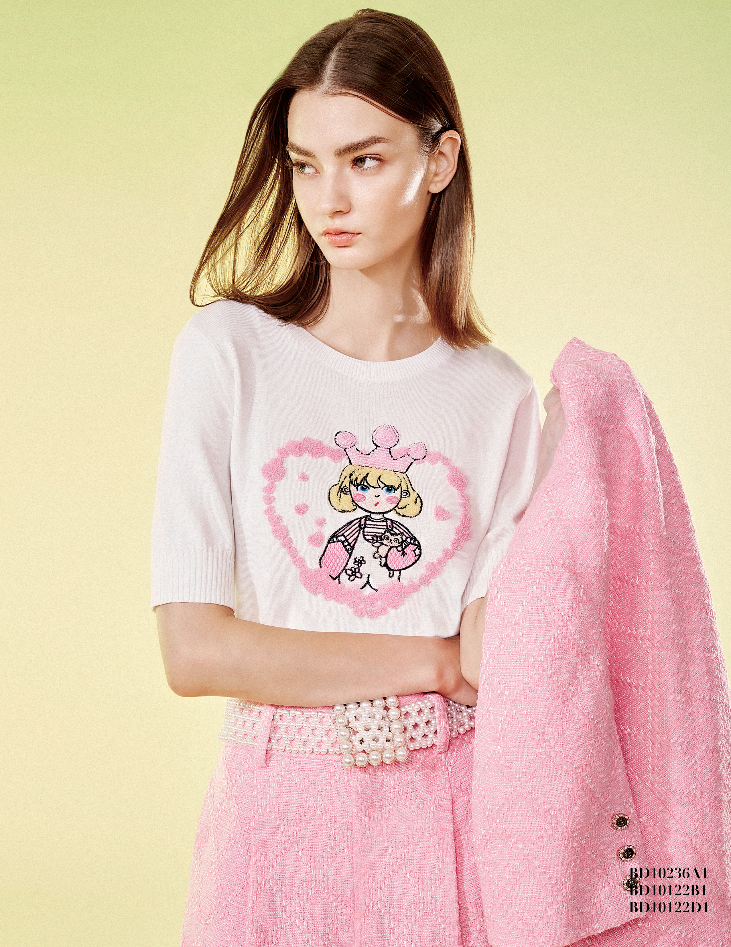 BD10236A1 愛心poky重工刺繡絲棉短袖線衫