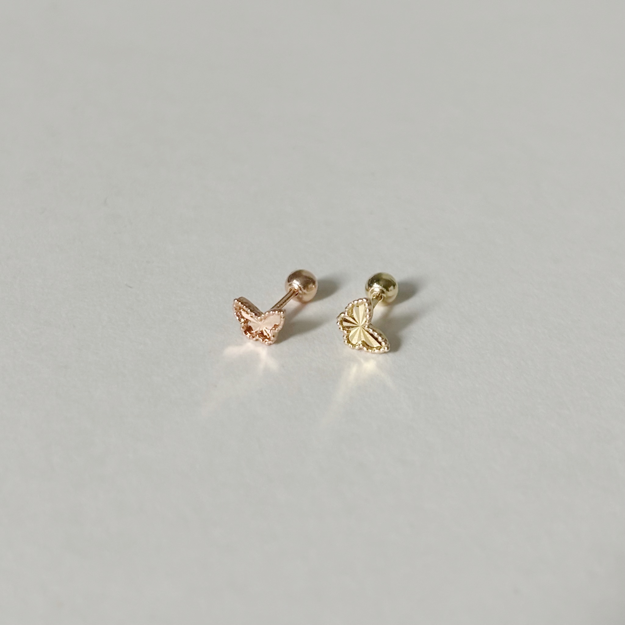 14K閃閃蝴蝶轉珠耳環