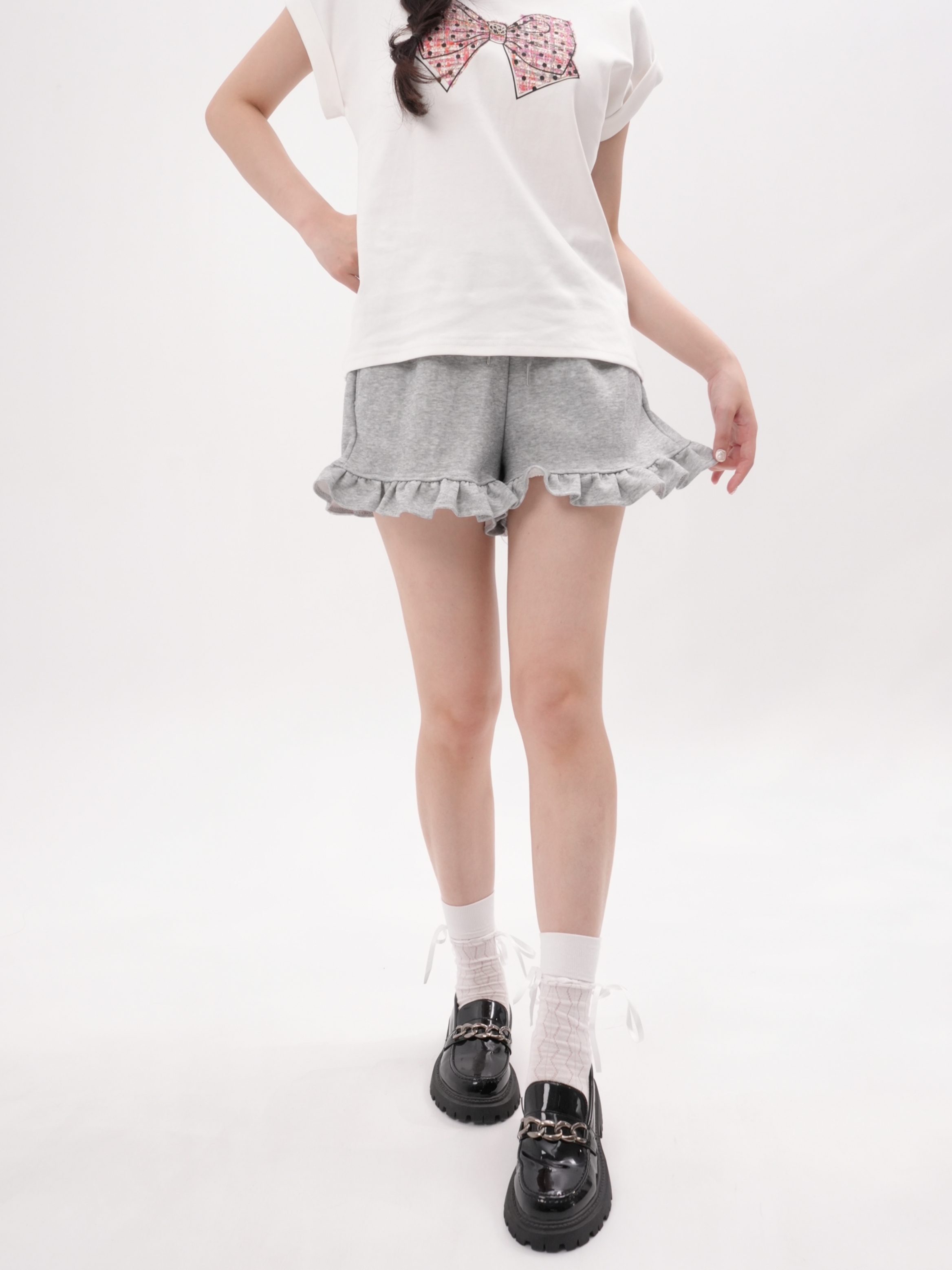 法朵Fado shop｜荷葉邊抽繩短褲 270B014 （S-L可穿）三色