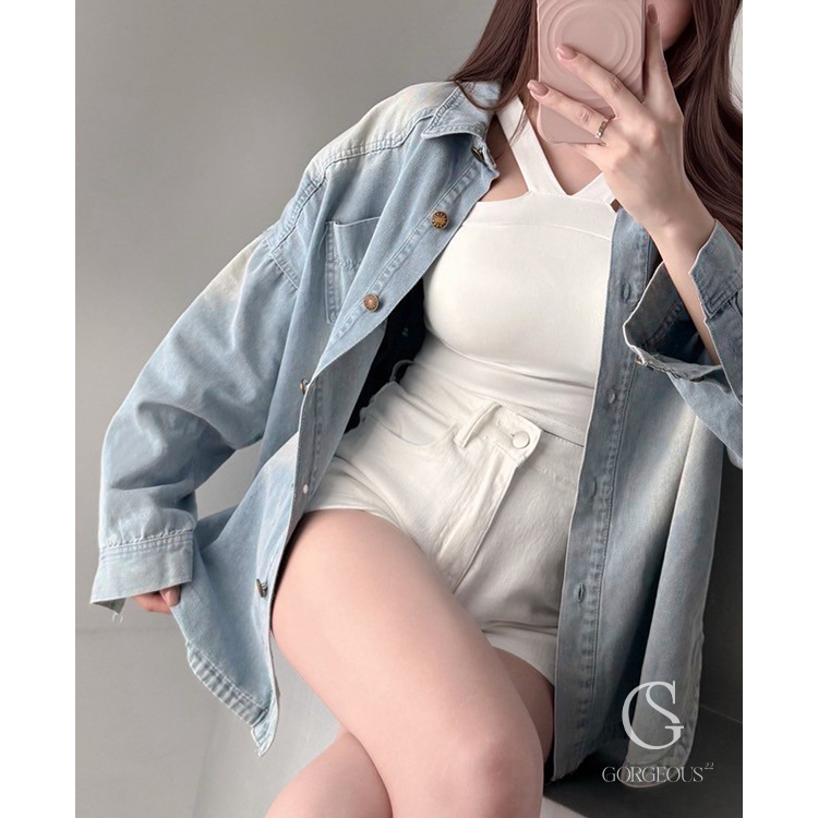 G5132 現貨「高磅彈力牛仔短褲」