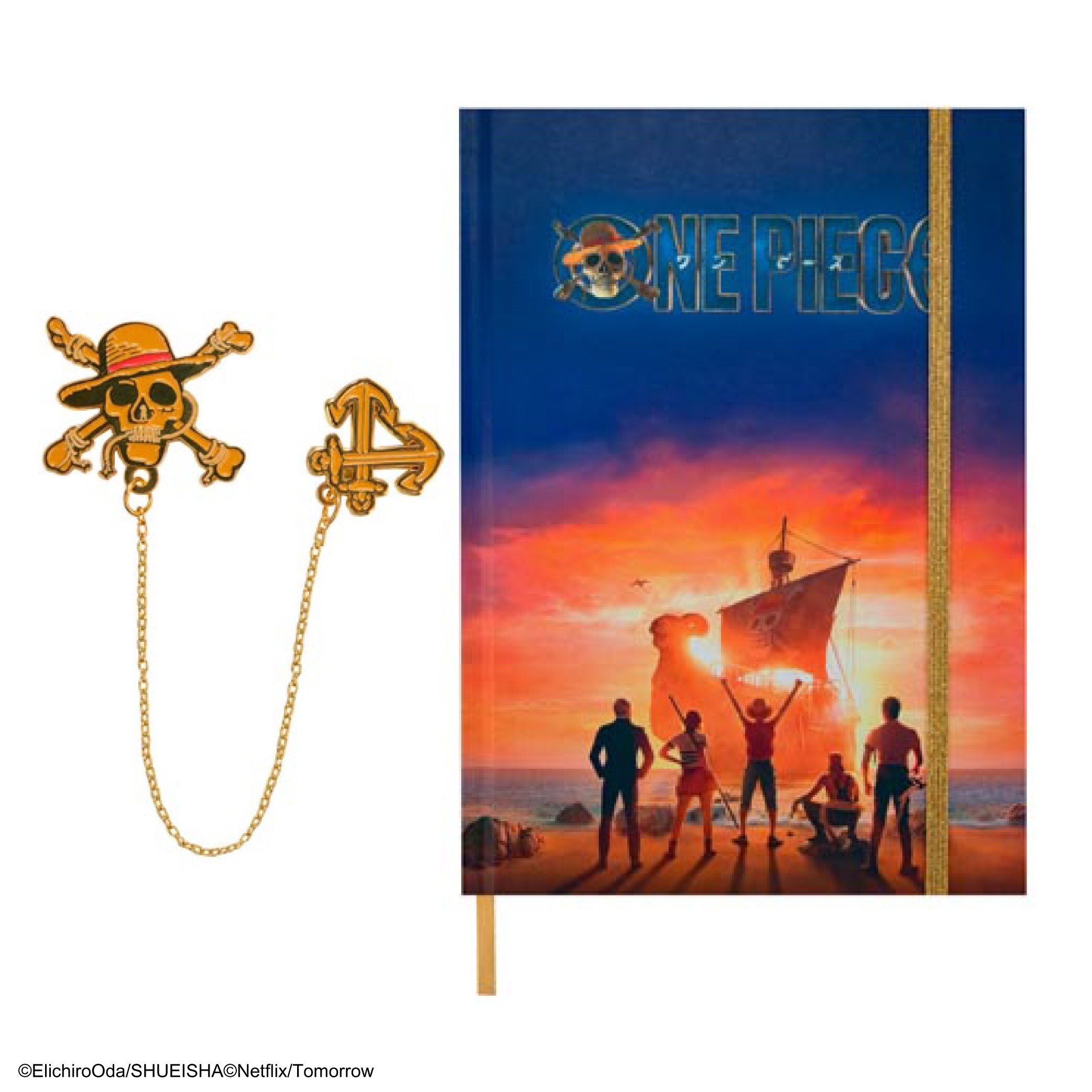 海賊王筆記本 - 日落啟航及書籤鍊 - 路飛
