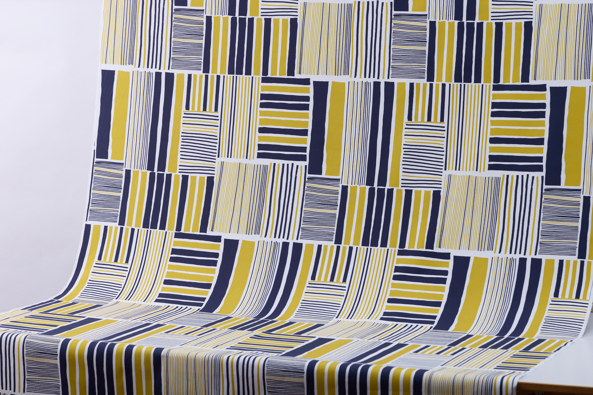 Printed Fabric / Sheet Metal Roofing Yellow & Navy