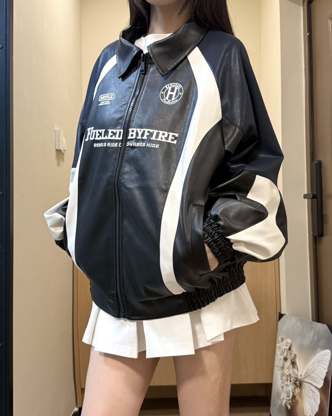 【現貨】Kawasaki 美式 復古 賽車 刺繡 皮革外套 3色