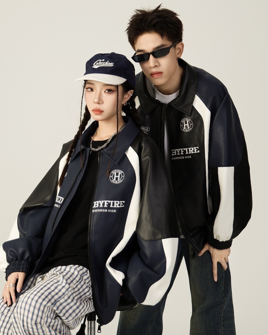 <限時特價>Kawasaki 美式 復古 賽車 刺繡 皮革外套 3色